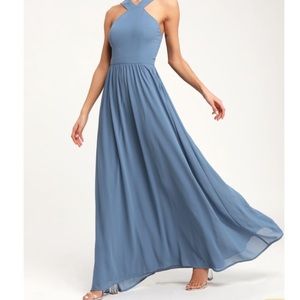 Lulus air of romance light blue maxi dress